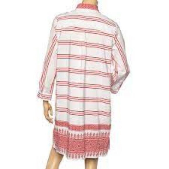 NWOT Weekend Max Mara Silk Striped Shirt Dress White & Red - US 2 - Picture 2 of 12